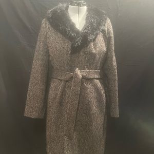 Banana Republic Tweed coat with Fur Collar